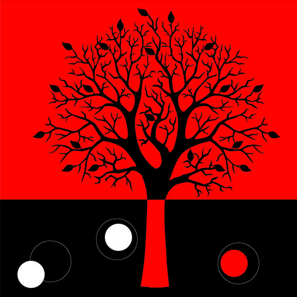 红色剪影树木装饰