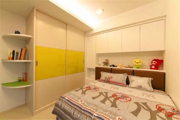 简约小清新卧室大床背景墙设计图