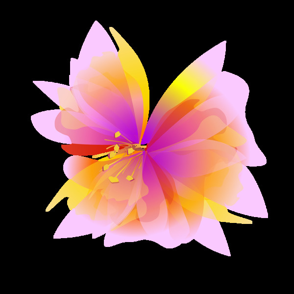 创意多彩透明花朵png元素