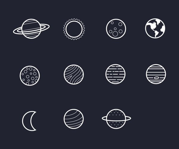 11枚太阳系行星的图标