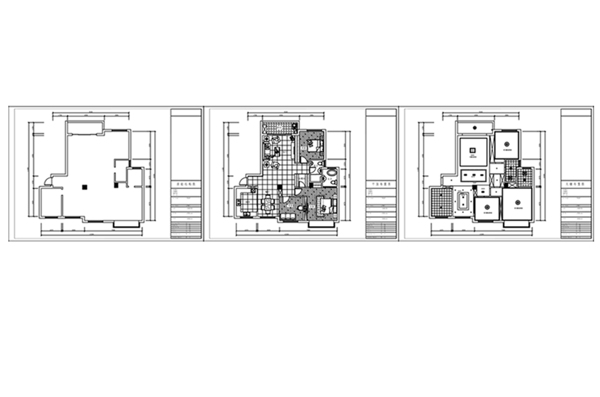 三房住宅欧式风格CAD施工图