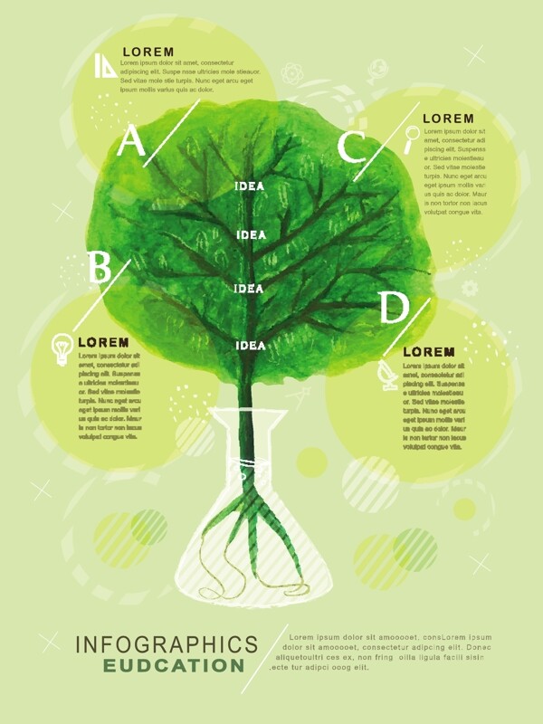 树木教育信息图矢量图片