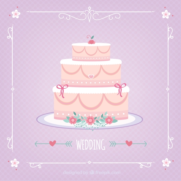 粉色婚礼蛋糕矢量素材图片