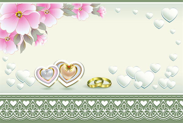 戒指蝴蝶结花朵婚礼请贴图片