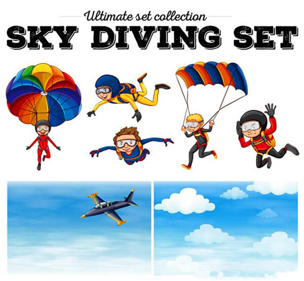 5款跳伞的卡通男孩矢量图下载跳伞的卡通男孩矢量素材
