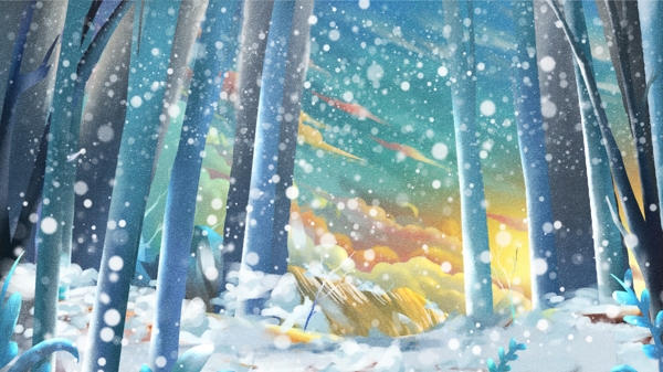 手绘中国传统大雪节气背景素材