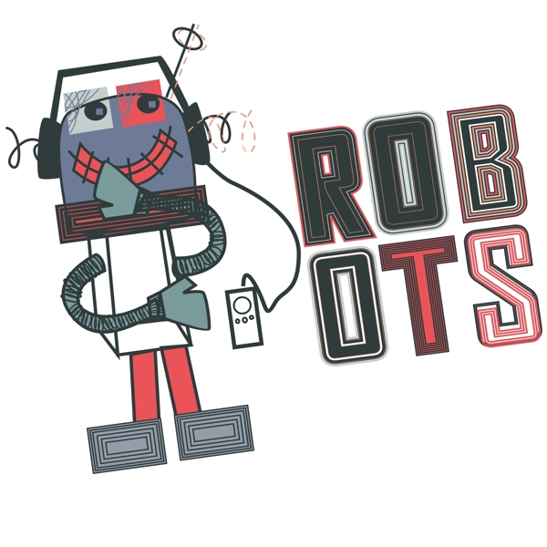 印花矢量图童装印花男童人物机器人免费素材