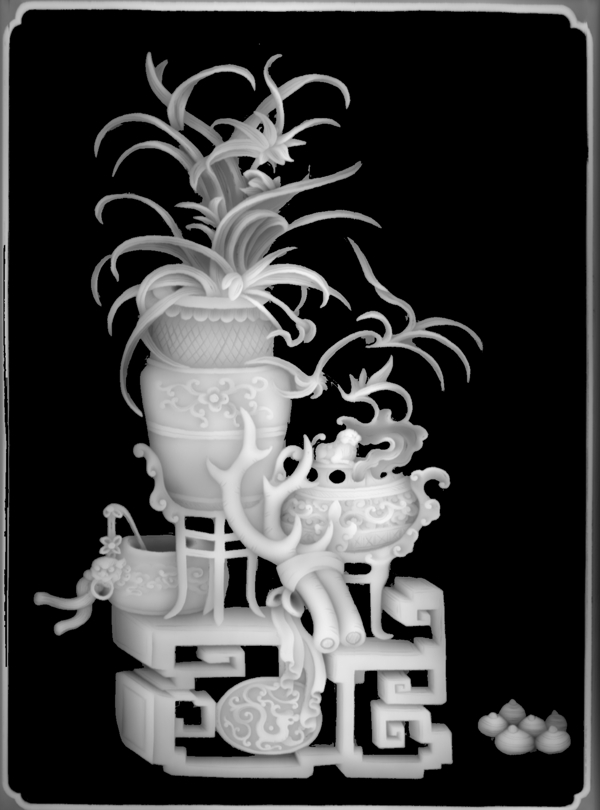 花瓶博古架灰度图图片