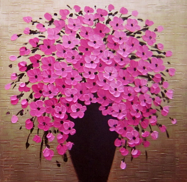 粉色花卉油画图片