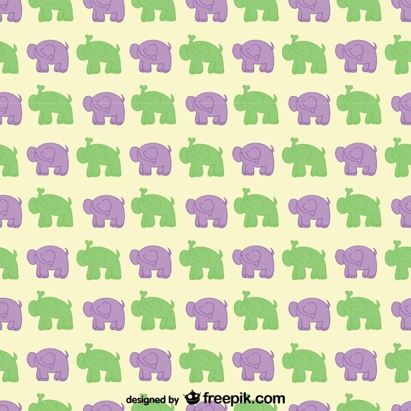 紫色和绿色的大象图案