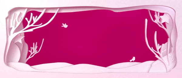 情人节C4D折纸风时尚粉色浪漫立体背景海