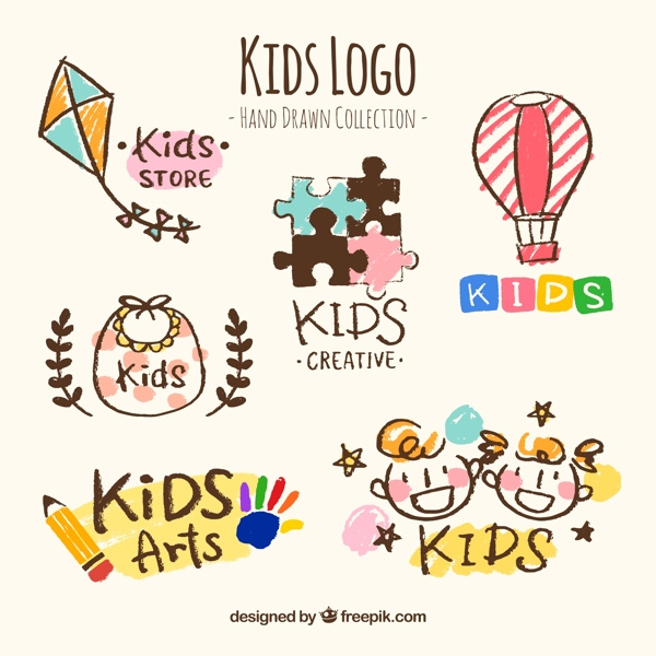 6款彩绘儿童元素标志