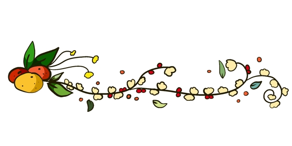手绘水果叶子分割线