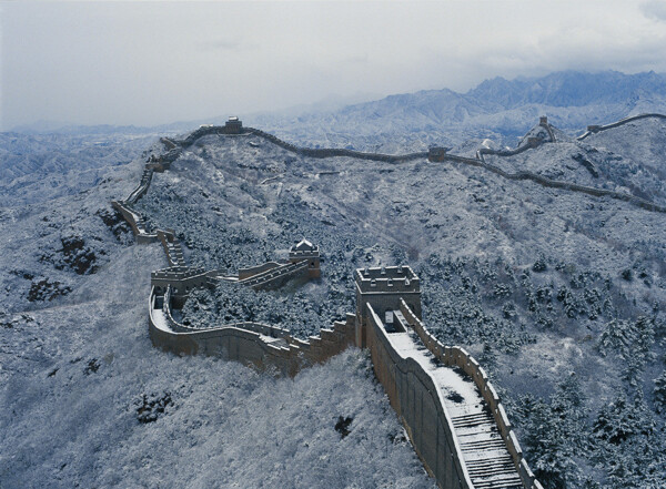 唯美长城雪景图片