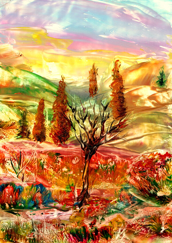油画托斯卡纳的秋天图片
