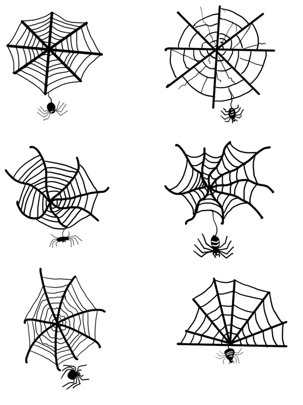 手绘万圣节蜘蛛网和蜘蛛透明底可商用素材