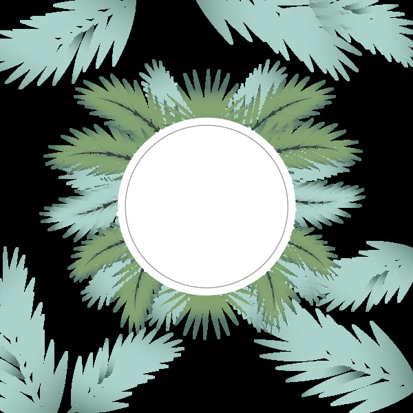 绿色叶子圆形花边免抠png透明图层素材