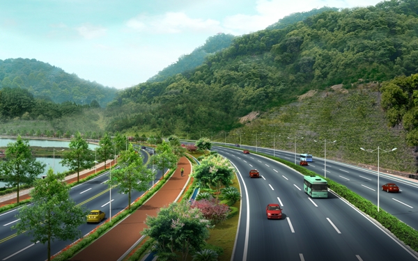 道路绿化景观效果图