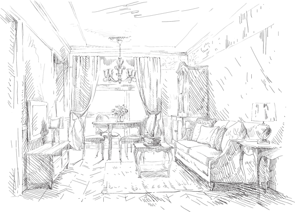素描客厅室内设计图片