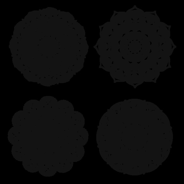 黑色精致曼陀罗花纹免抠png透明图层素材
