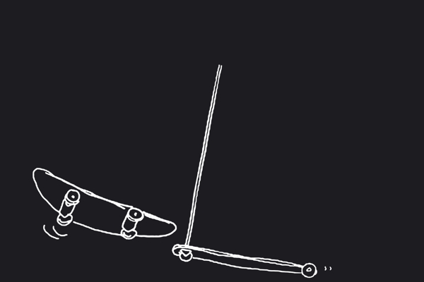 手绘简笔画滑板车