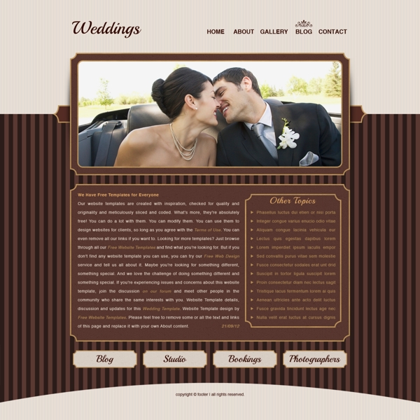 浪漫的婚礼网站模板PSD