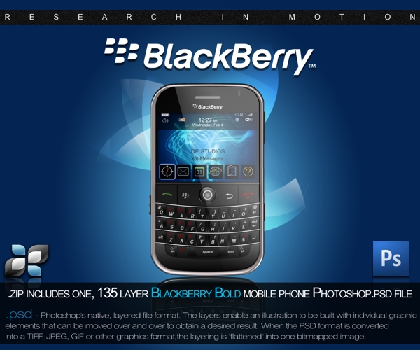 黑莓手机PSD素材8050