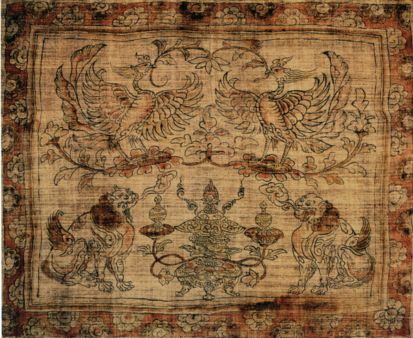 唐代画狮子与鸟类的重要作品香炉狮子凤凰图