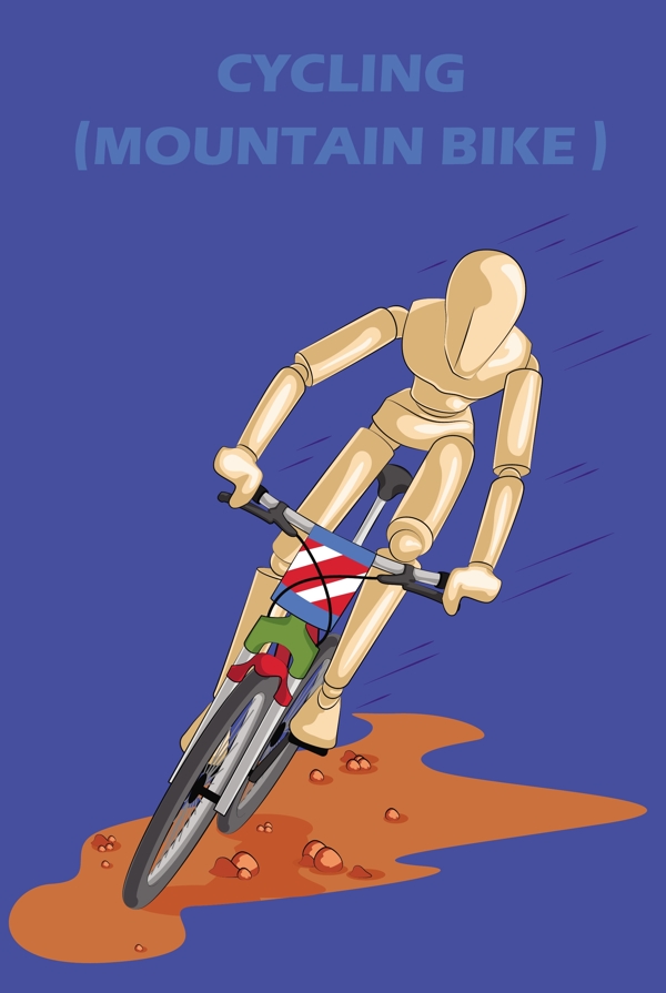 手绘自行车竞技运动卡通矢量素材