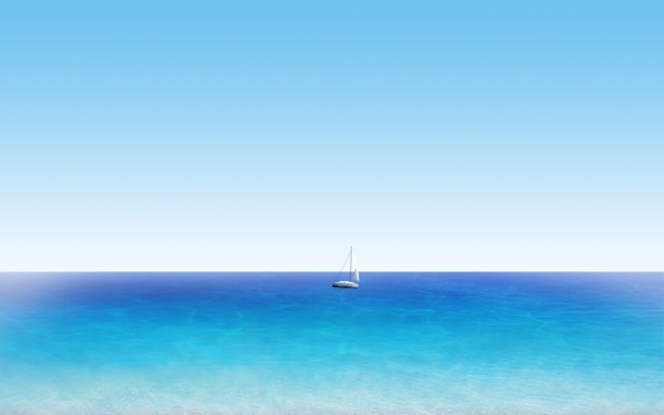 碧海蓝天里的小帆船