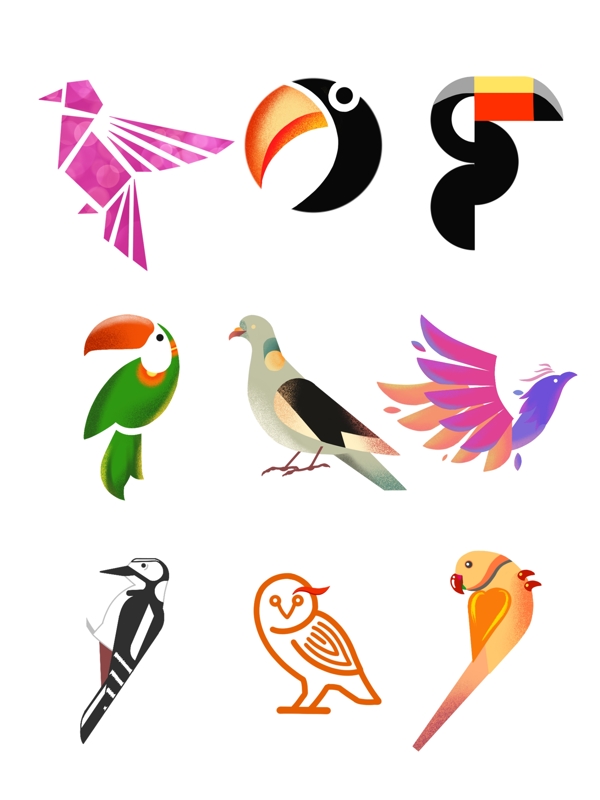 国际爱鸟日各种鸟类图标元素集合素材