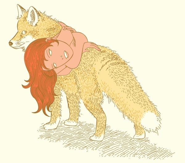 位图插画动物狐狸抽象人物免费素材