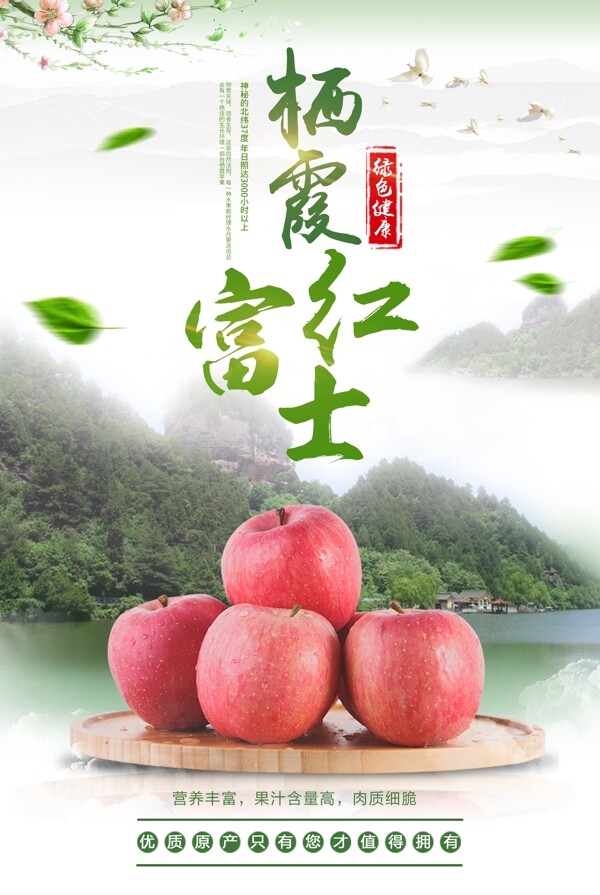 清新苹果健康水果海报