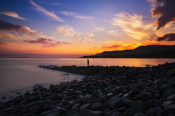 黄昏海岸风景图片