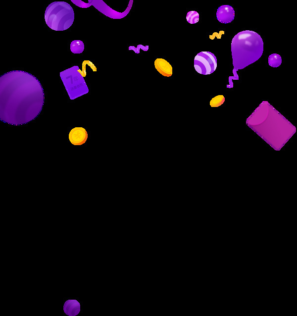 紫色气球png元素素材