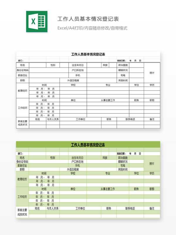 工作人员基本情况登记表