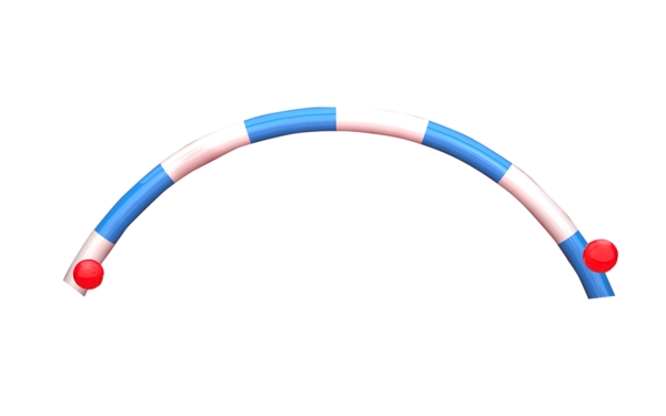 蓝色和白色相间的弯管