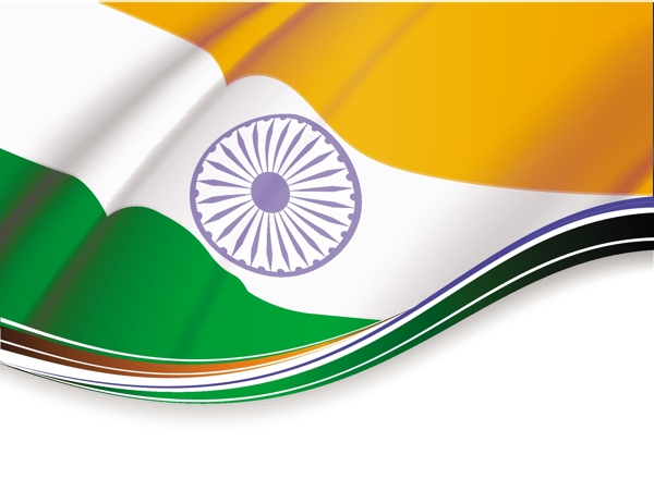 在白色的印度三色国旗矢量插画隔离共和国日独立日eps10背景矢量插图