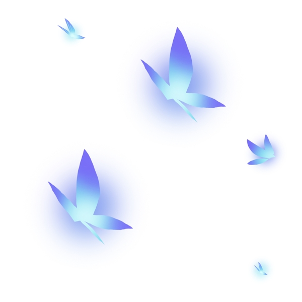 发光的蓝色蝴蝶卡通png素材