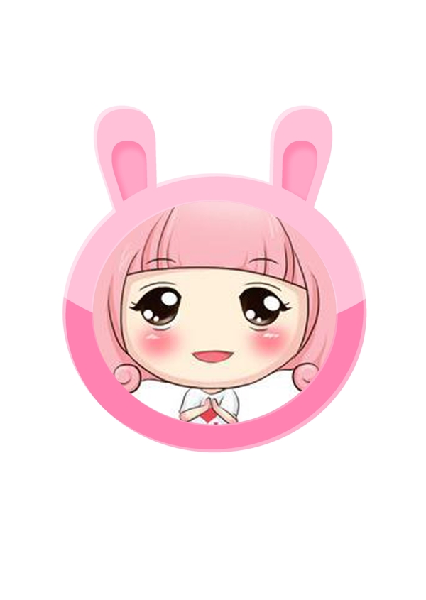 可爱粉色卡通兔子圆相框