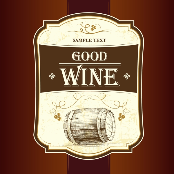 复古风格葡萄酒标签设计矢量素材