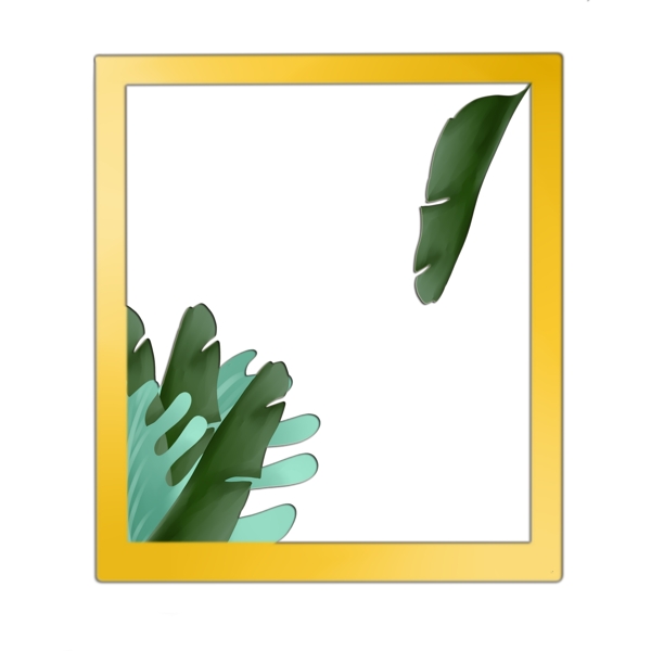 手绘立体热带植物边框