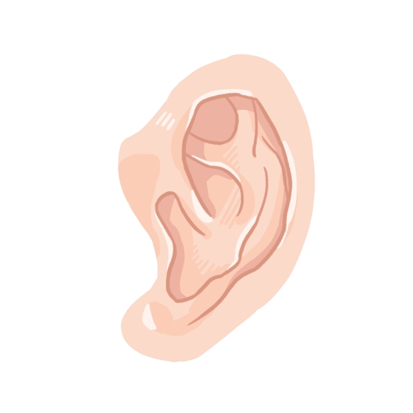 卡通人体耳朵插画