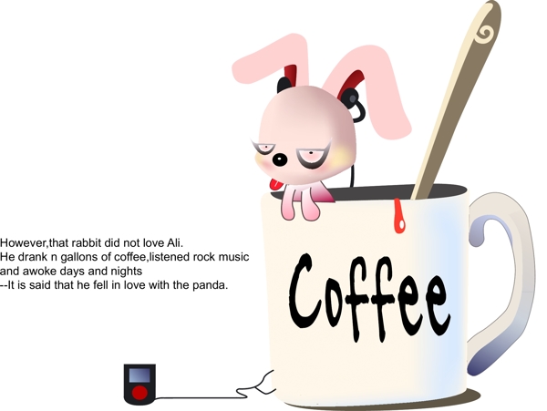喝咖啡的兔子图片