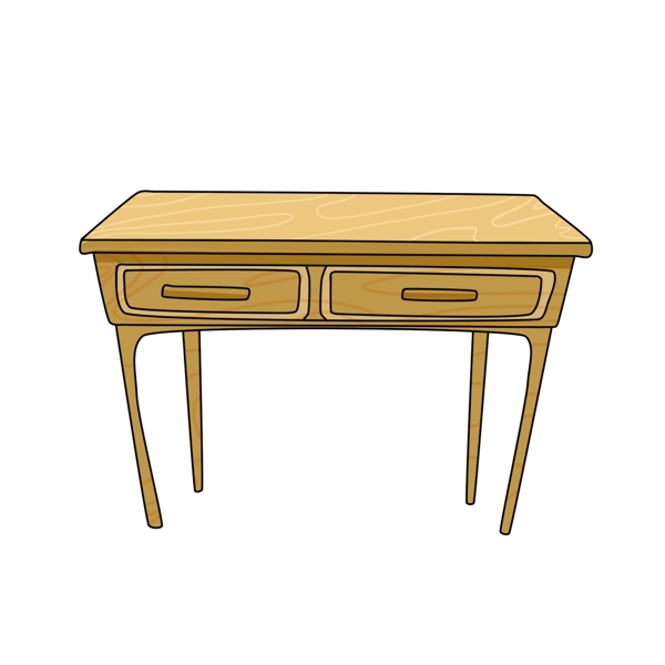 黄色的木质桌子插画
