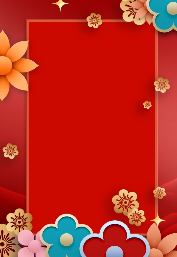 红色花朵春节背景素材