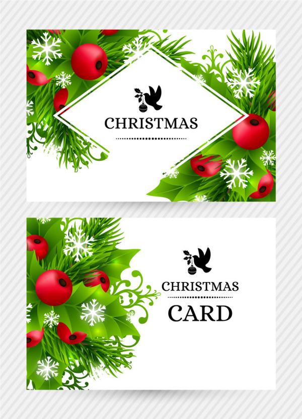 圣诞冬青卡片设计矢量图素材