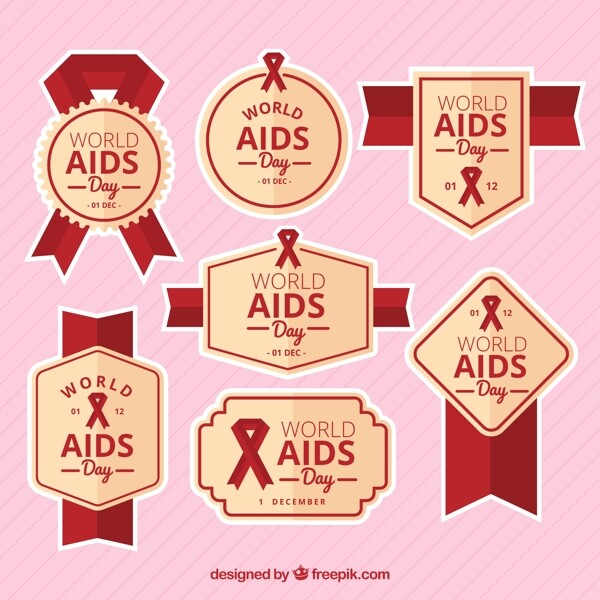 7款红色国际艾滋病日标签