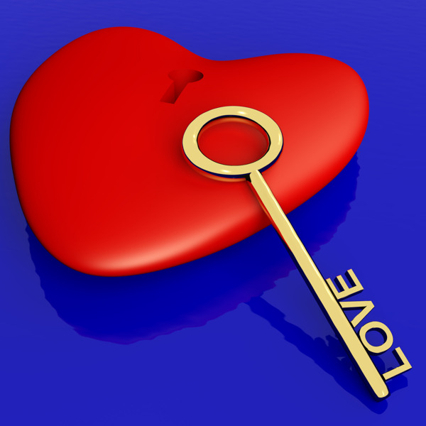心灵的钥匙显示爱浪漫的情人节