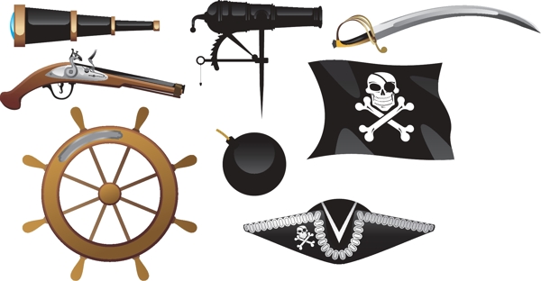 矢量海盗用品标识元素